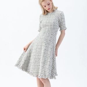 Chicwish RAW EDGES TEXTURED TWEED MIDI DRESS